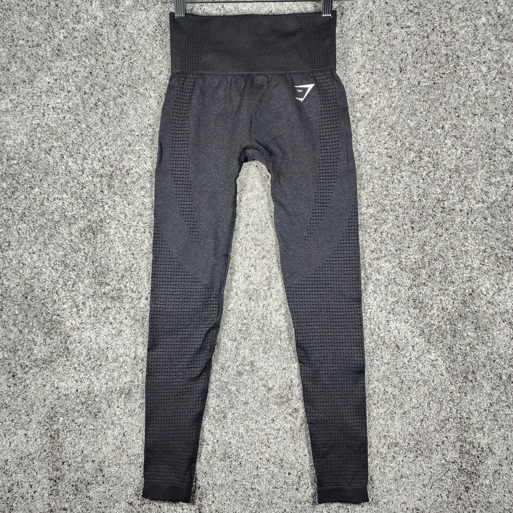 Gymshark Energy+ Seamless Leggings Womens XS Black Marl Eyelet Excellent